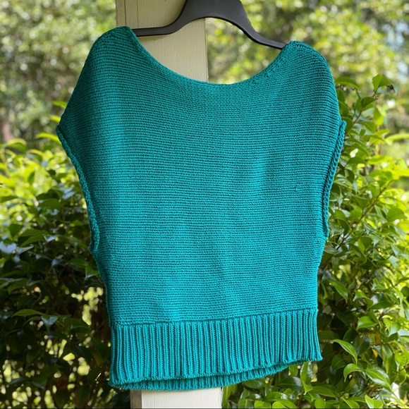 Moth Anthropologie Short Sleeved Teal Sweater - Picture 4 of 11